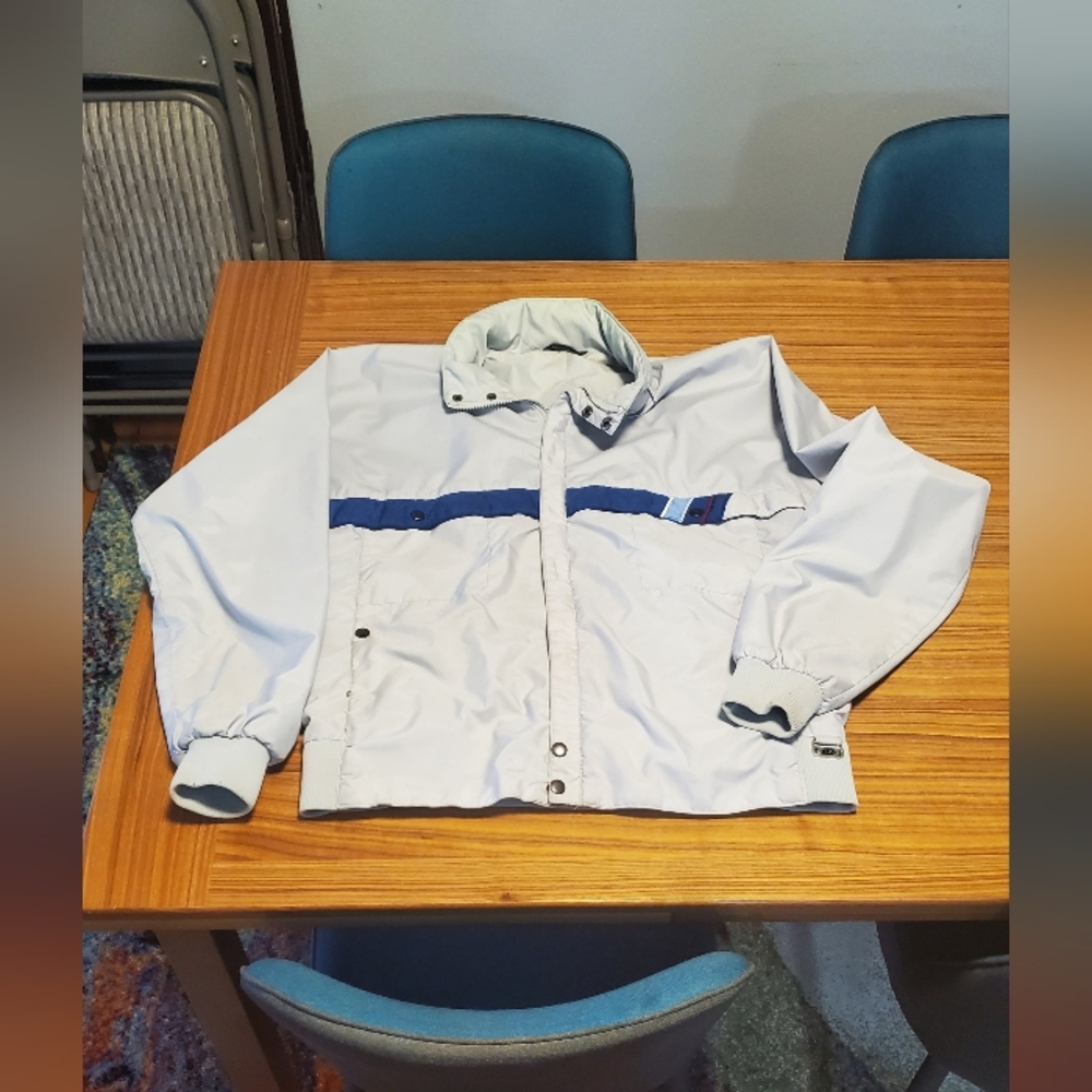 Vintage White Stag Ski Jacket Men's Size Large Grey With Blue Accent Stripe